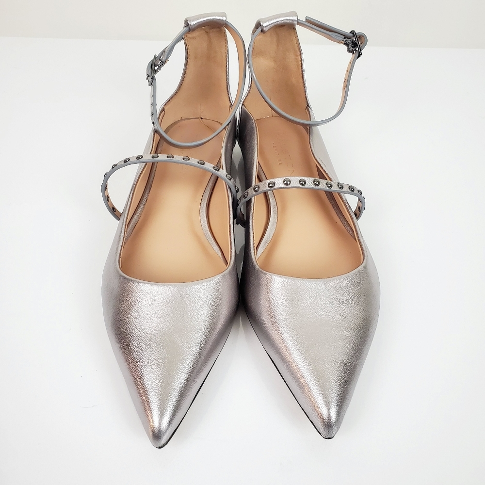 Halston Heritage Metallic Arwen Ankle Strap Flats